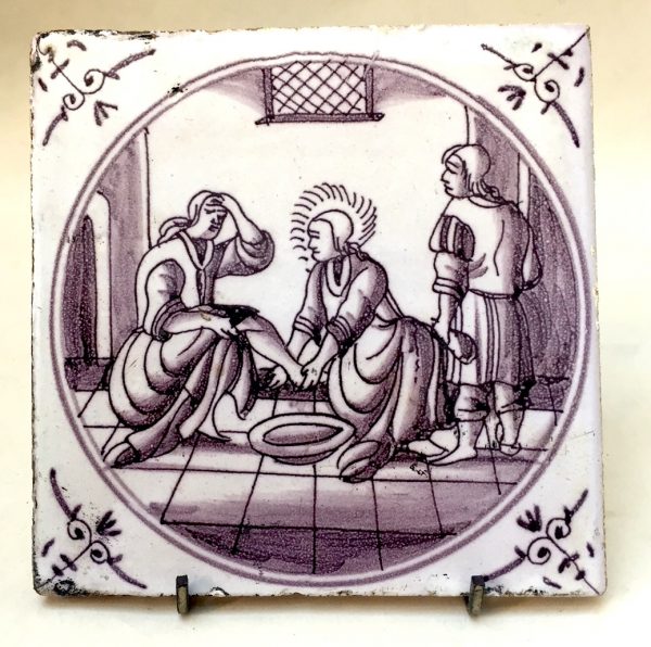 Dutch Delft Manganese Biblical Tile