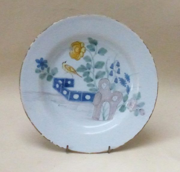 English Delftware Fazackerly Plate decorated with a Bird